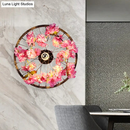 Aplique de pared antiguo con forma de flor de cerezo, iluminación LED y base de latón, diámetro de 32 a 52 cm (12,5 a 20,5 pulgadas).