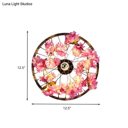 Aplique de pared antiguo con forma de flor de cerezo, iluminación LED y base de latón, diámetro de 32 a 52 cm (12,5 a 20,5 pulgadas).