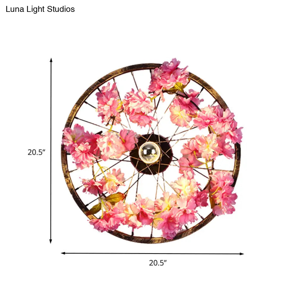 Aplique de pared antiguo con forma de flor de cerezo, iluminación LED y base de latón, diámetro de 32 a 52 cm (12,5 a 20,5 pulgadas).