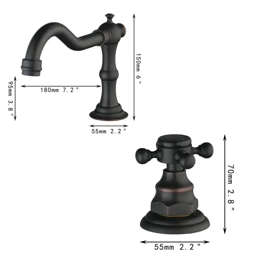 Black matte finished vintage-style basin faucet with dual handle curved spout decorbites dual handle mixer