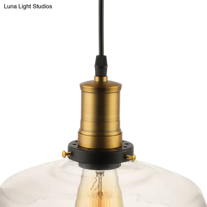 Antique Clear Glass 1-Light Pendant Ceiling Light - Bronze/Brass Finish - Perfect for Dining Room