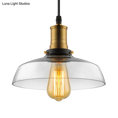 Antique Clear Glass 1-Light Pendant Ceiling Light - Bronze/Brass Finish - Perfect for Dining Room