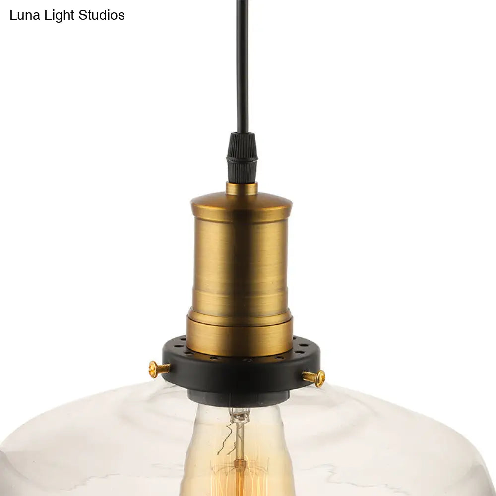 Antique Clear Glass 1-Light Pendant Ceiling Light - Bronze/Brass Finish - Perfect for Dining Room