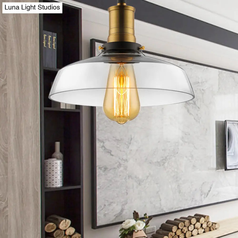 Antique Clear Glass 1-Light Pendant Ceiling Light - Bronze/Brass Finish - Perfect for Dining Room