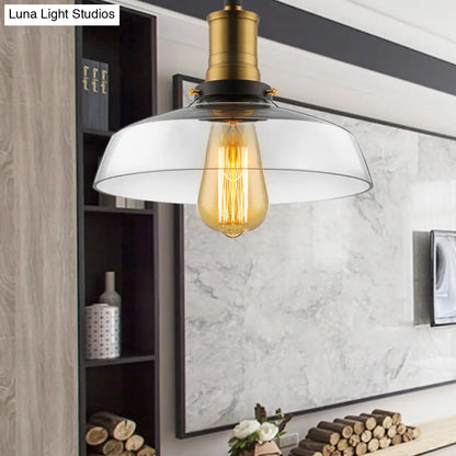 Antique Clear Glass 1-Light Pendant Ceiling Light - Bronze/Brass Finish - Perfect for Dining Room