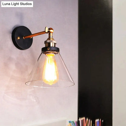 ديكوربايتس™ مصباح حائط مخروطي عتيق من الزجاج الشفاف مع لمبة واحدة للممرات