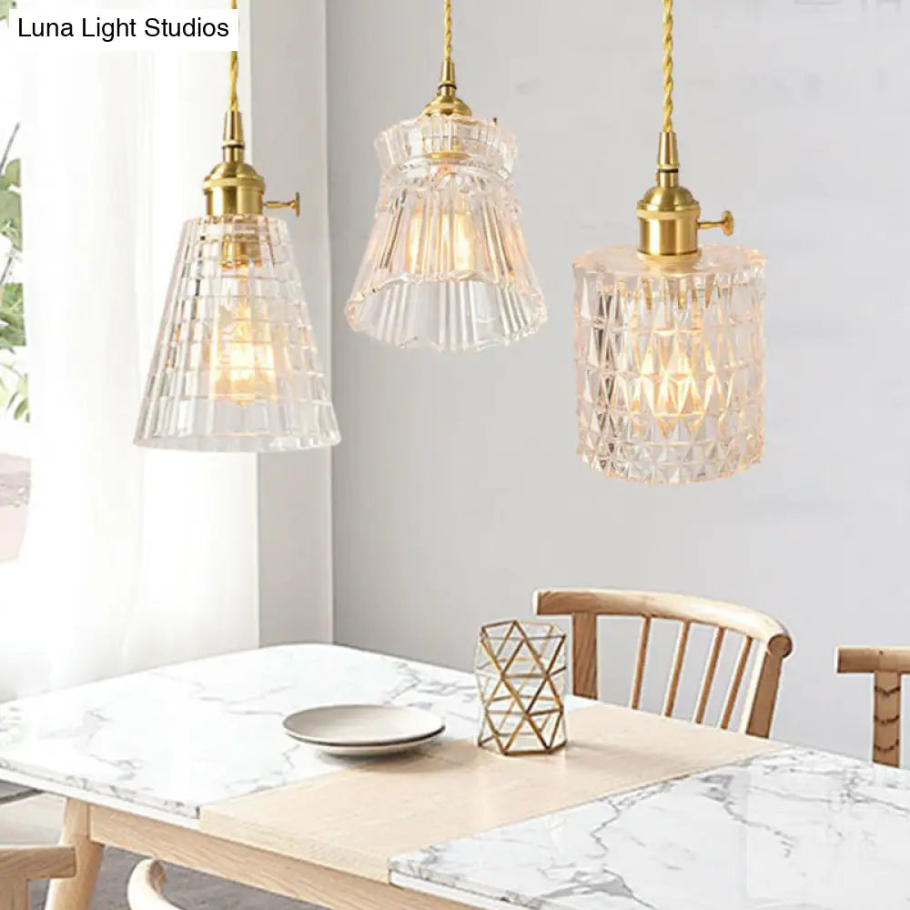 Antique Clear Glass Pendant Light Fixture for Dining Room - 1-Light Hanging Design