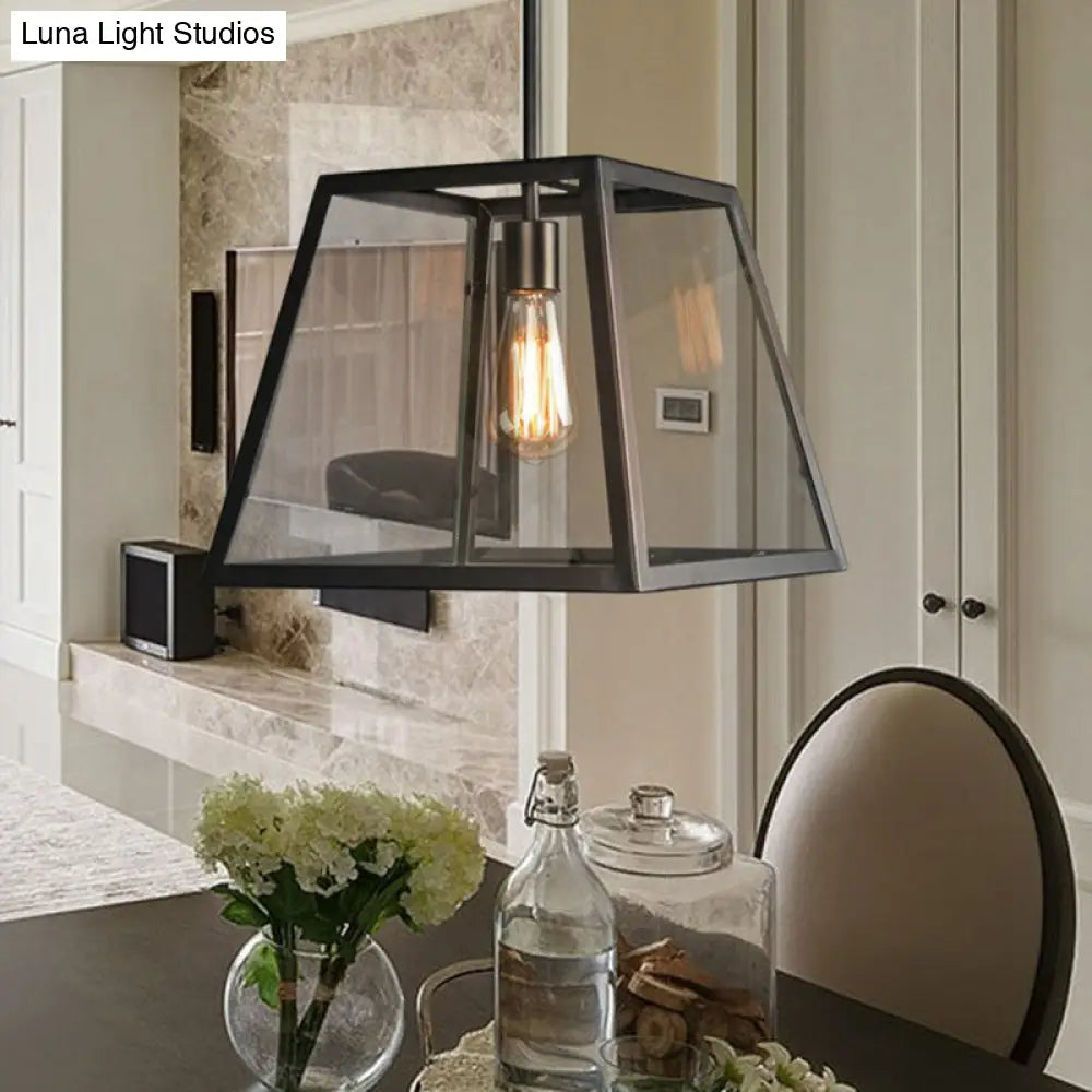 Antique Clear Glass Pendant Light - Stylish 1-Light Hanging Fixture for Restaurants