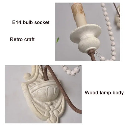 White carved wood wall lamp with vintage design and e14 bulb socket for decorbites country french wall decor