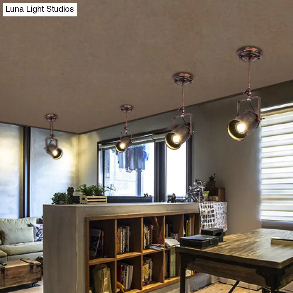 ديكوربايتس™ - مصباح مسار أسطواني عتيق - تركيبات سقف من الحديد المطاوع للمقهى