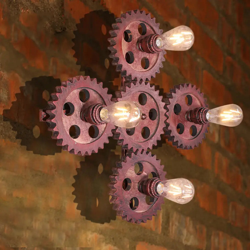 مصباح حائط عتيق من الحديد المطاوع باللون الداكن الصدأ - 4 مصابيح إضاءة جدارية للمطاعم