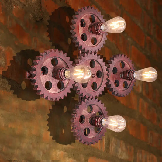 Aplique de pared antiguo de hierro forjado color óxido oscuro - Iluminación de pared con 4 luces para restaurantes