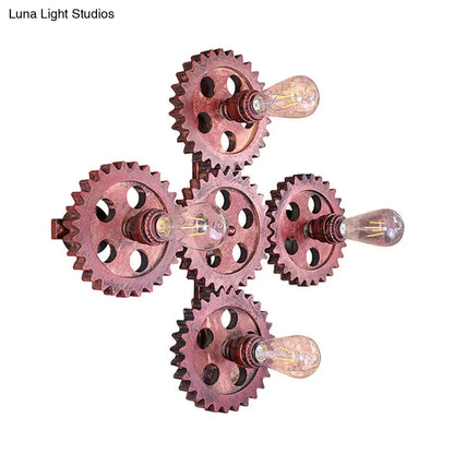 مصباح حائط عتيق من الحديد المطاوع باللون الداكن الصدأ - 4 مصابيح إضاءة جدارية للمطاعم