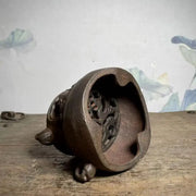 Antique double dragon copper craft burner in bronze with intricate dragon motifs and three clawed feet carbon stove for living room