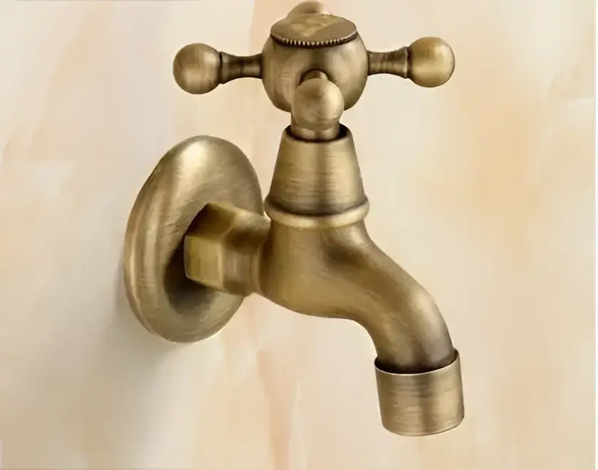 Antique brass decorbites dragon carved single cold tap garden faucet with cross handles and classic spout design