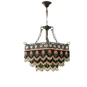 Antique french brass crystal chandelier with dark metal frame and multicolor beaded tassels for living room decorbites french brass