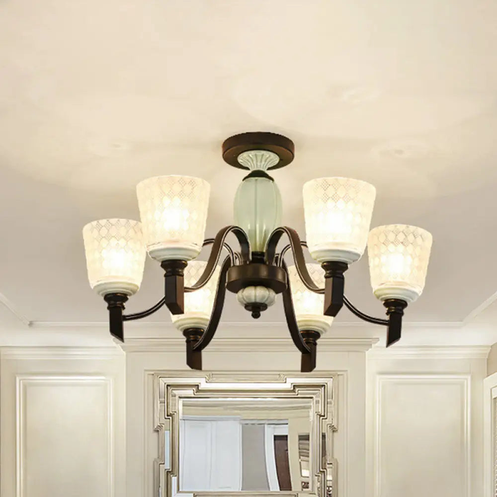 Lámpara de techo semiempotrada cónica de cristal esmerilado antiguo DecorBites™ para comedor, con 3/6 bombillas - Negra