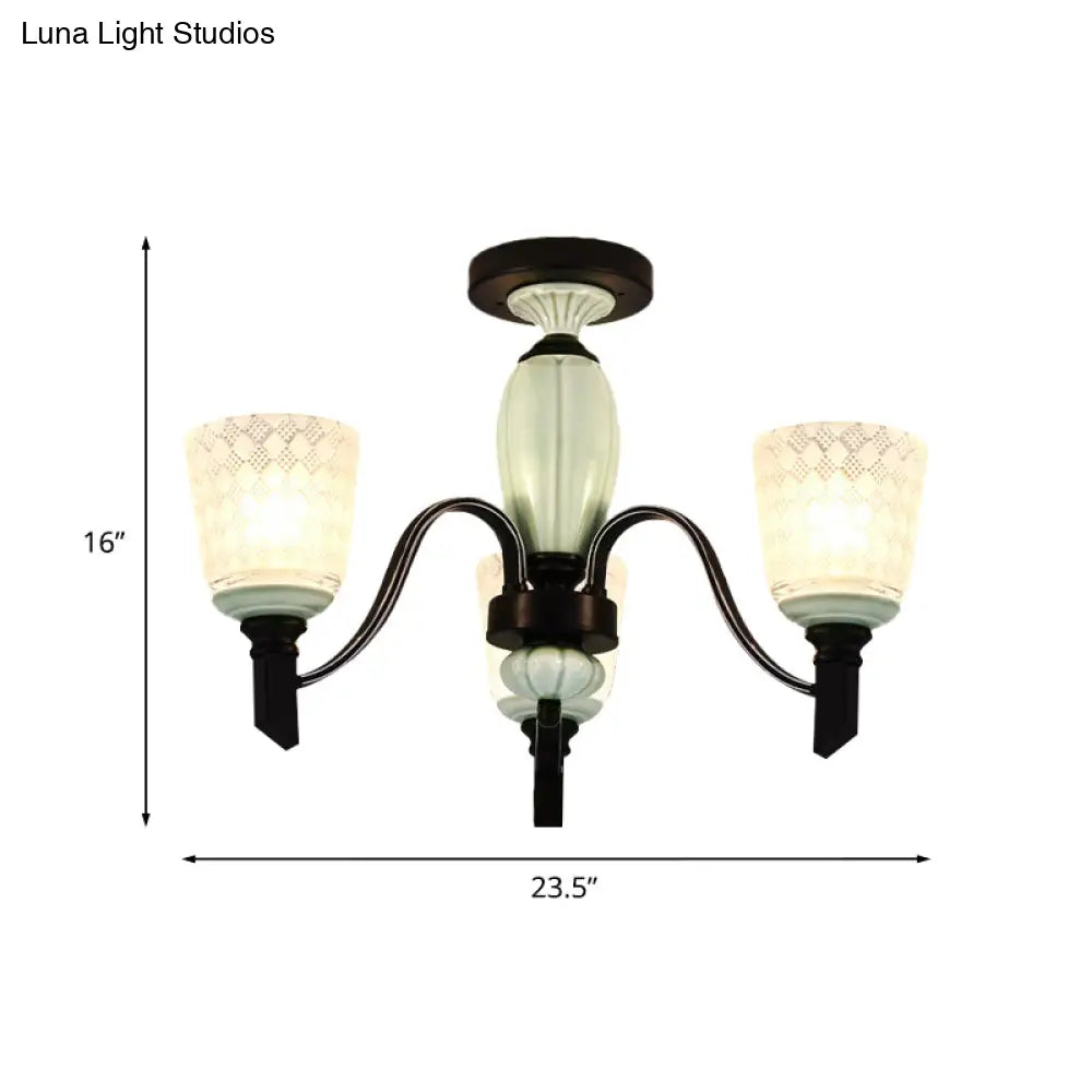 Lámpara de techo semiempotrada cónica de cristal esmerilado antiguo DecorBites™ para comedor, con 3/6 bombillas - Negra