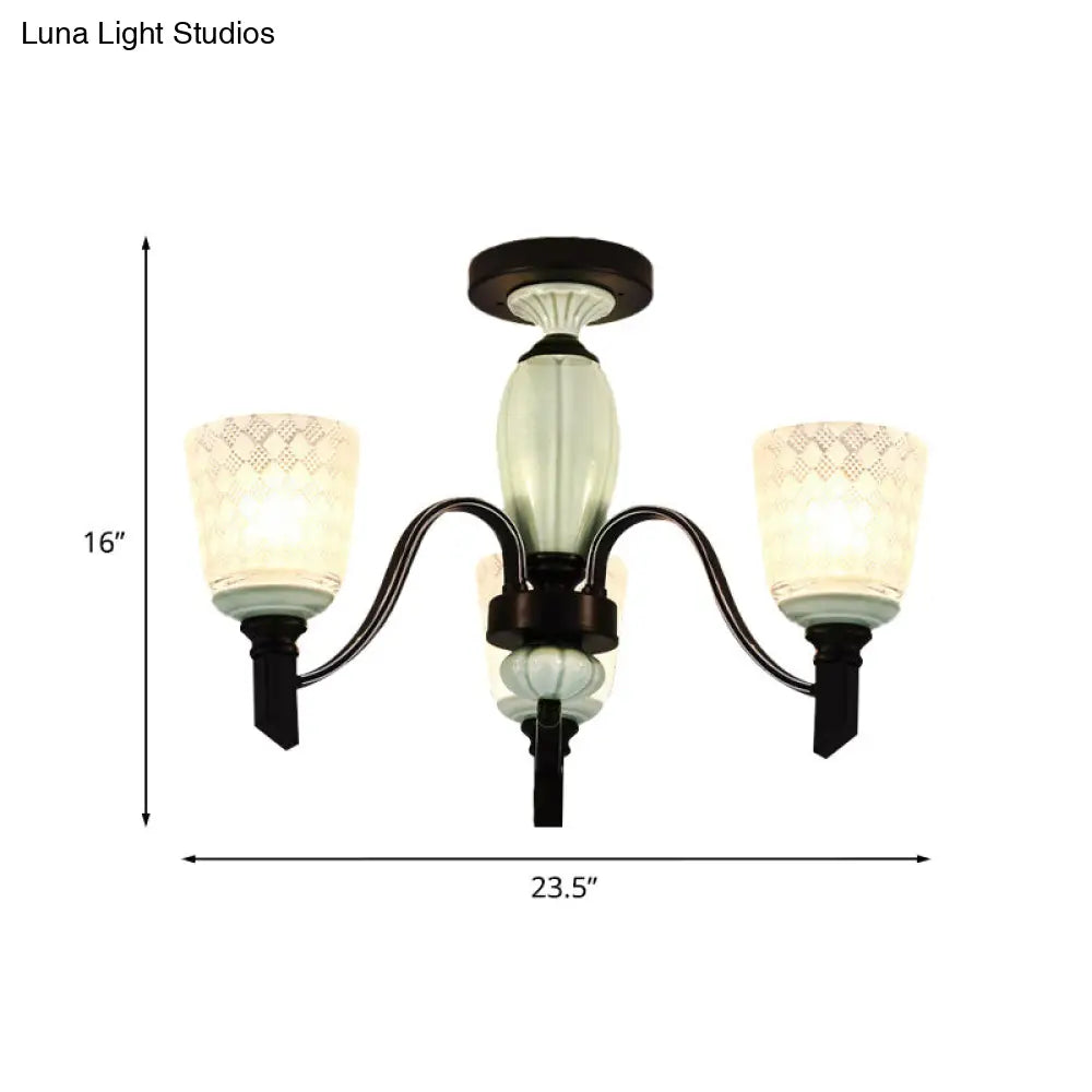 Lámpara de techo semiempotrada cónica de cristal esmerilado antiguo DecorBites™ para comedor, con 3/6 bombillas - Negra