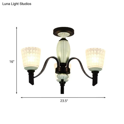 Lámpara de techo semiempotrada cónica de cristal esmerilado antiguo DecorBites™ para comedor, con 3/6 bombillas - Negra