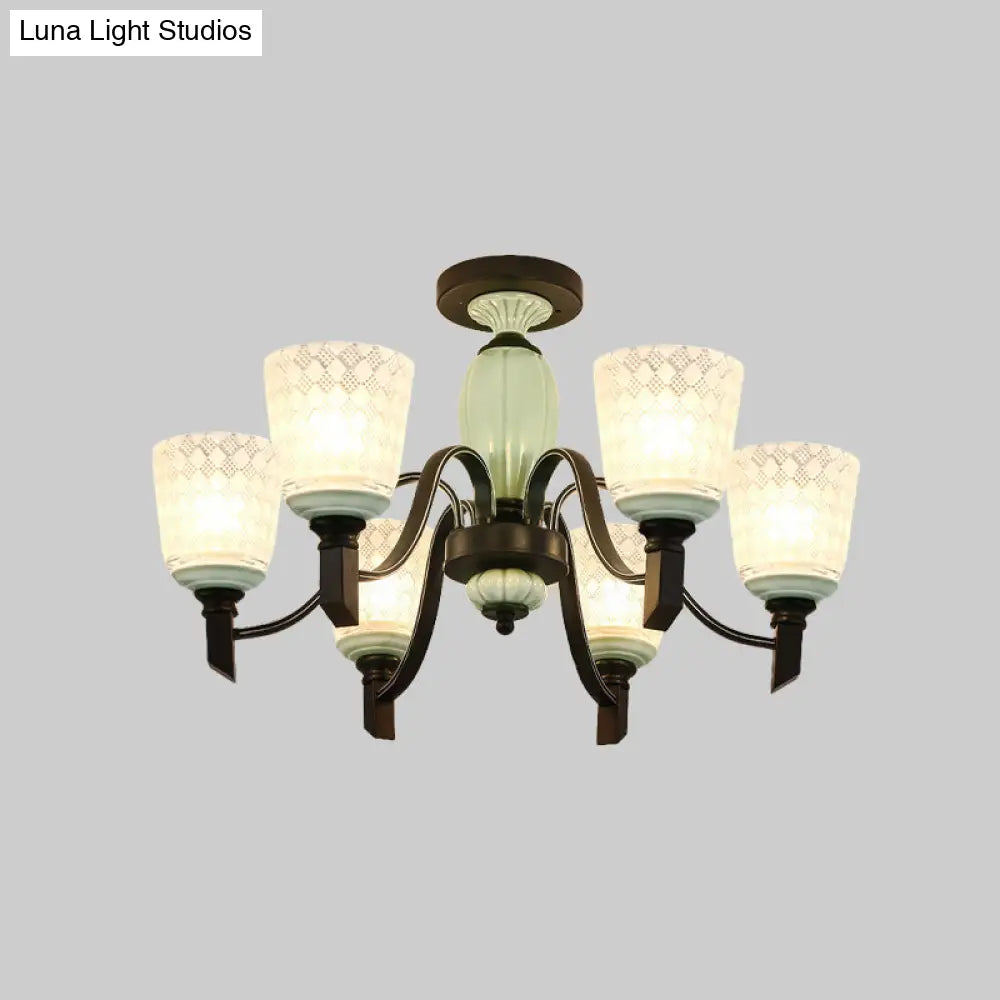 Lámpara de techo semiempotrada cónica de cristal esmerilado antiguo DecorBites™ para comedor, con 3/6 bombillas - Negra