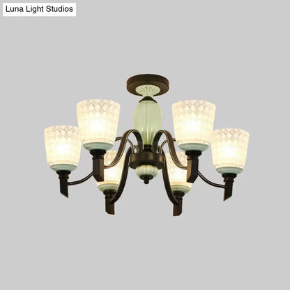 Lámpara de techo semiempotrada cónica de cristal esmerilado antiguo DecorBites™ para comedor, con 3/6 bombillas - Negra