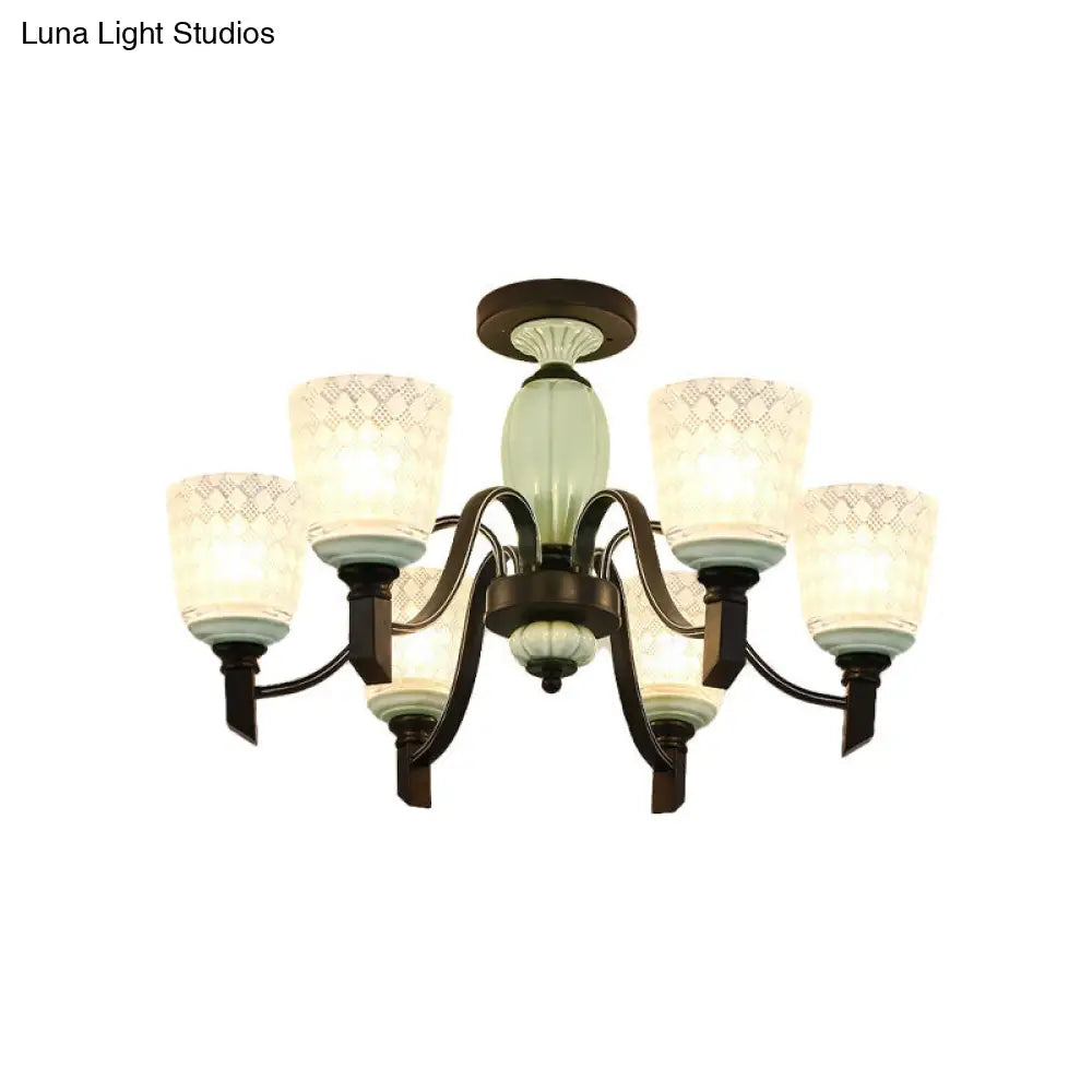 Lámpara de techo semiempotrada cónica de cristal esmerilado antiguo DecorBites™ para comedor, con 3/6 bombillas - Negra