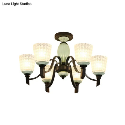 Lámpara de techo semiempotrada cónica de cristal esmerilado antiguo DecorBites™ para comedor, con 3/6 bombillas - Negra