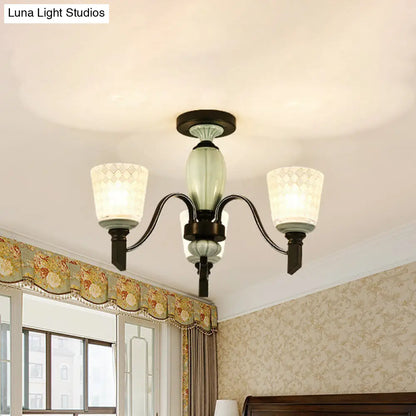 Lámpara de techo semiempotrada cónica de cristal esmerilado antiguo DecorBites™ para comedor, con 3/6 bombillas - Negra