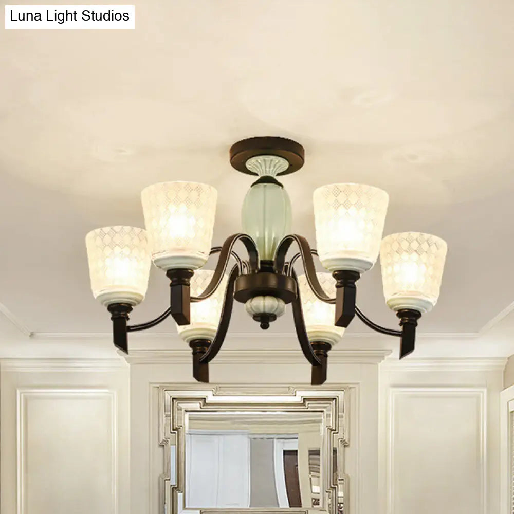 Lámpara de techo semiempotrada cónica de cristal esmerilado antiguo DecorBites™ para comedor, con 3/6 bombillas - Negra