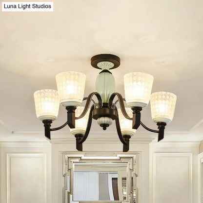 Lámpara de techo semiempotrada cónica de cristal esmerilado antiguo DecorBites™ para comedor, con 3/6 bombillas - Negra