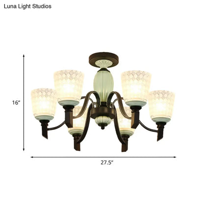 Lámpara de techo semiempotrada cónica de cristal esmerilado antiguo DecorBites™ para comedor, con 3/6 bombillas - Negra