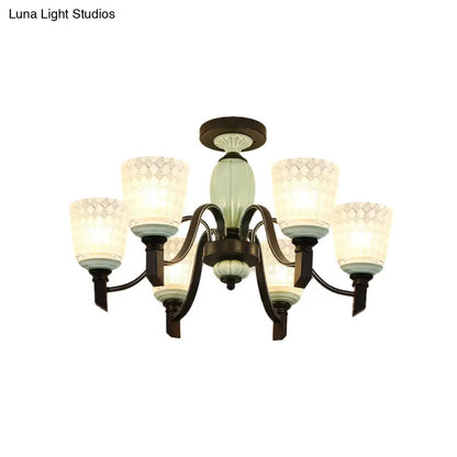 Lámpara de techo semiempotrada cónica de cristal esmerilado antiguo DecorBites™ para comedor, con 3/6 bombillas - Negra