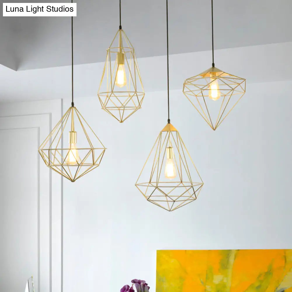 مصباح معلق من الحديد من الأحجار الكريمة العتيقة – تركيب معلق لغرفة الطعام مزود بمصباح واحد