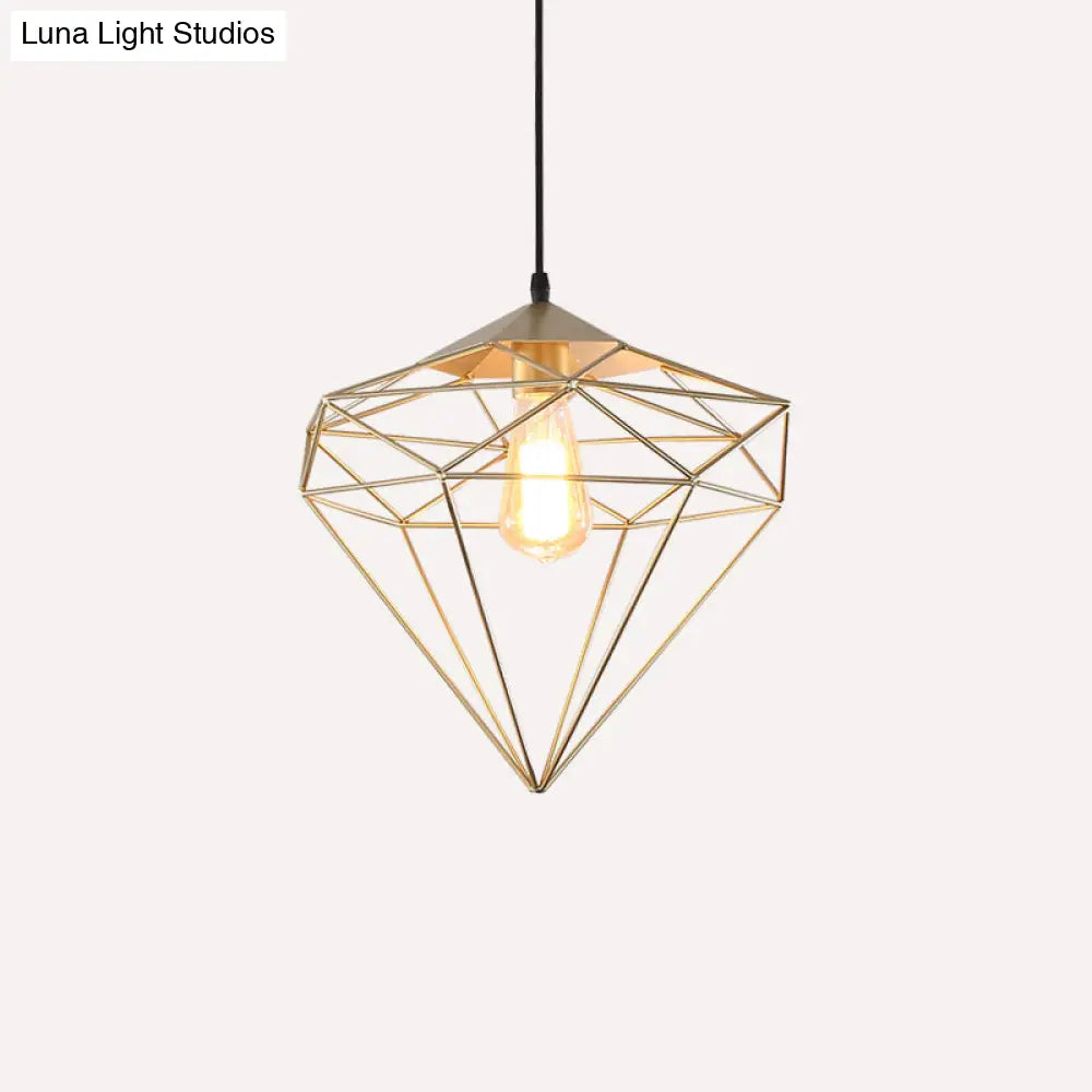 مصباح معلق من الحديد من الأحجار الكريمة العتيقة – تركيب معلق لغرفة الطعام مزود بمصباح واحد