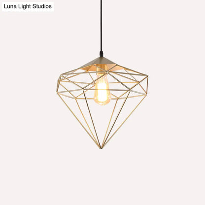 مصباح معلق من الحديد من الأحجار الكريمة العتيقة – تركيب معلق لغرفة الطعام مزود بمصباح واحد