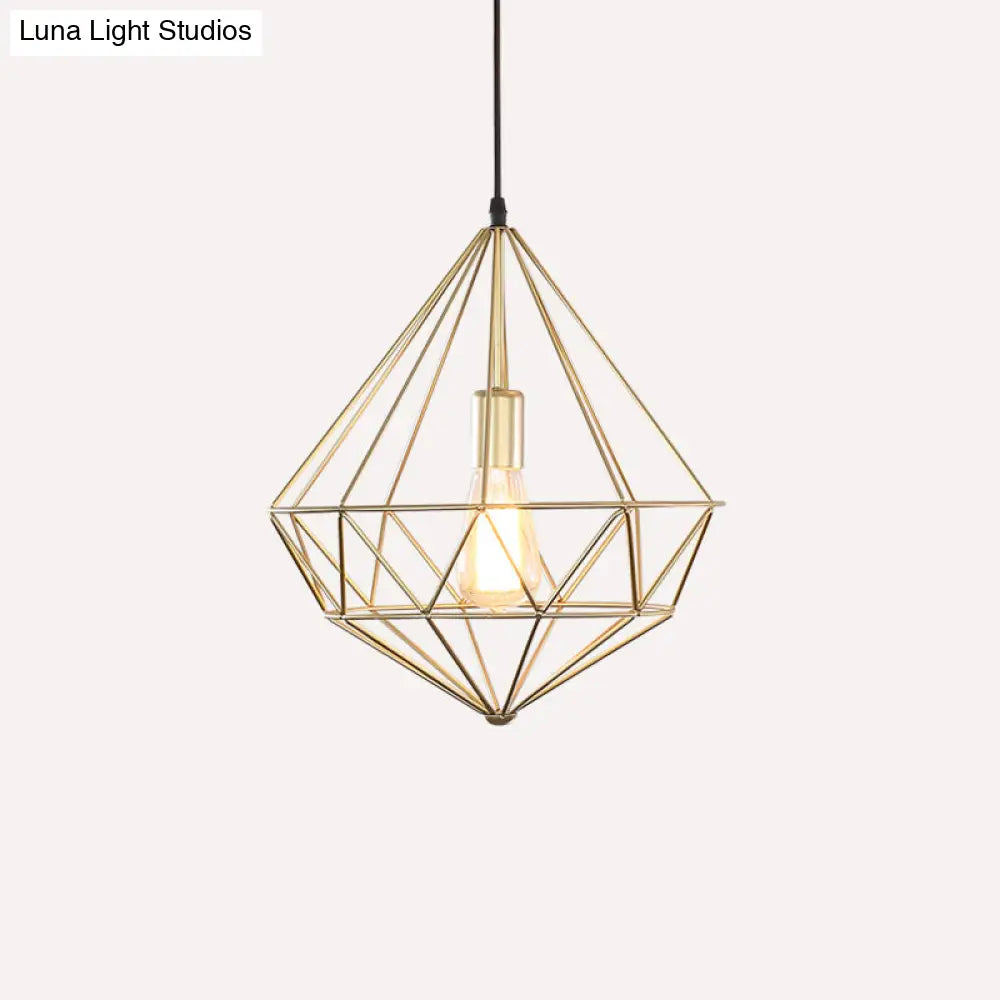 مصباح معلق من الحديد من الأحجار الكريمة العتيقة – تركيب معلق لغرفة الطعام مزود بمصباح واحد