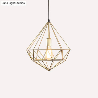 مصباح معلق من الحديد من الأحجار الكريمة العتيقة – تركيب معلق لغرفة الطعام مزود بمصباح واحد