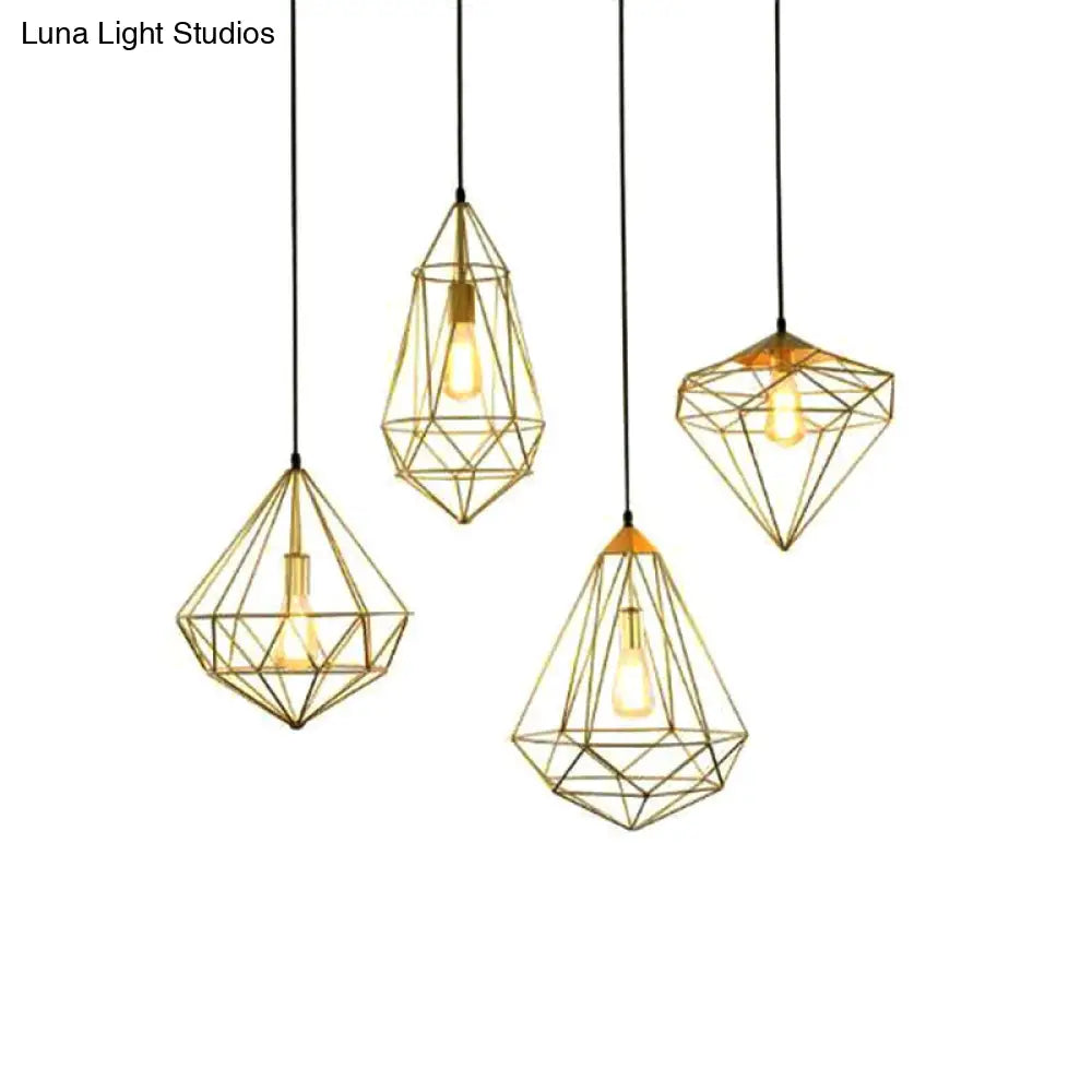 مصباح معلق من الحديد من الأحجار الكريمة العتيقة – تركيب معلق لغرفة الطعام مزود بمصباح واحد