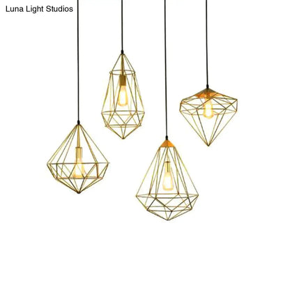 مصباح معلق من الحديد من الأحجار الكريمة العتيقة – تركيب معلق لغرفة الطعام مزود بمصباح واحد