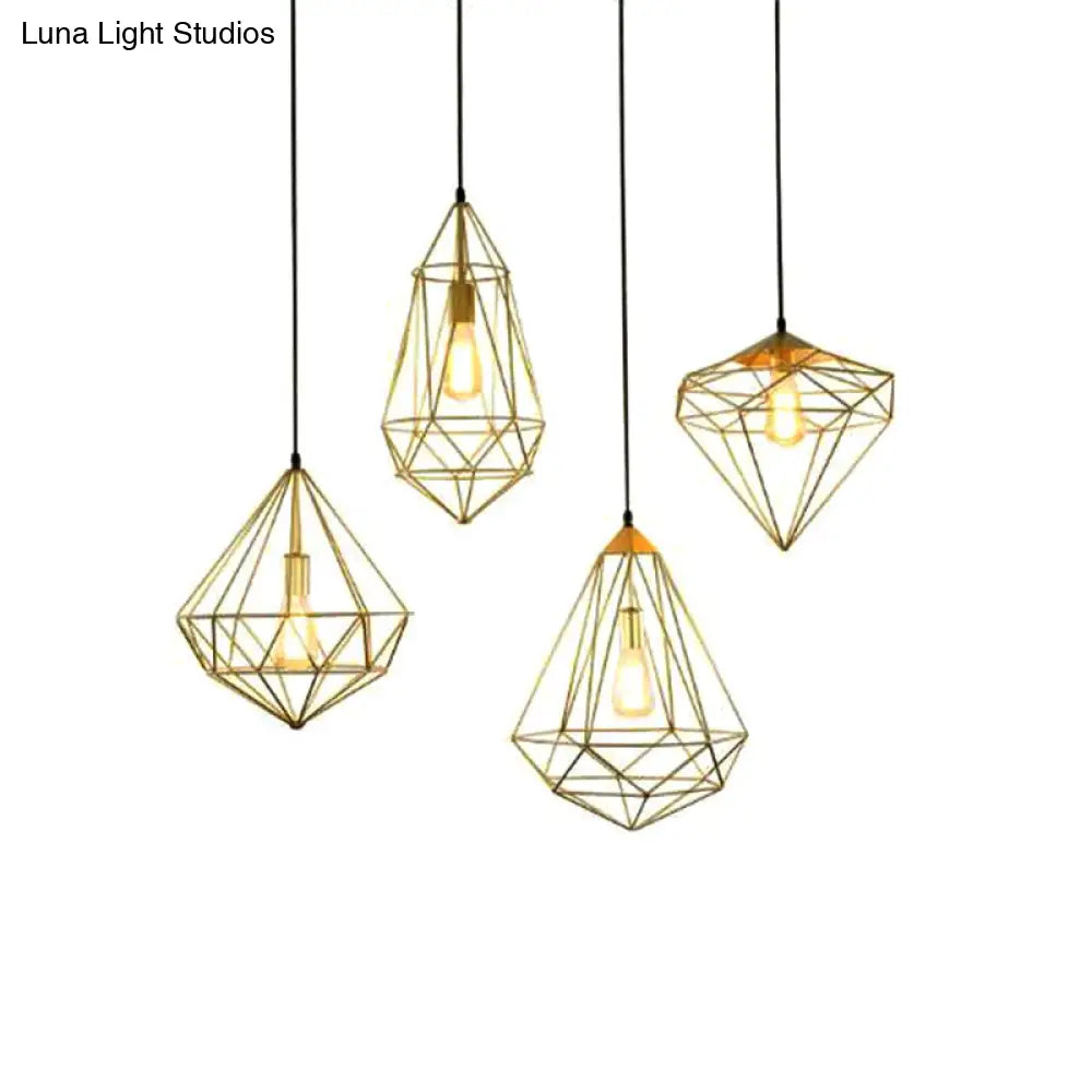 مصباح معلق من الحديد من الأحجار الكريمة العتيقة – تركيب معلق لغرفة الطعام مزود بمصباح واحد