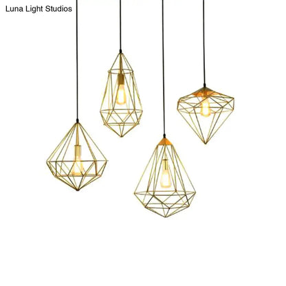 مصباح معلق من الحديد من الأحجار الكريمة العتيقة – تركيب معلق لغرفة الطعام مزود بمصباح واحد