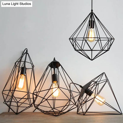 مصباح معلق من الحديد من الأحجار الكريمة العتيقة – تركيب معلق لغرفة الطعام مزود بمصباح واحد