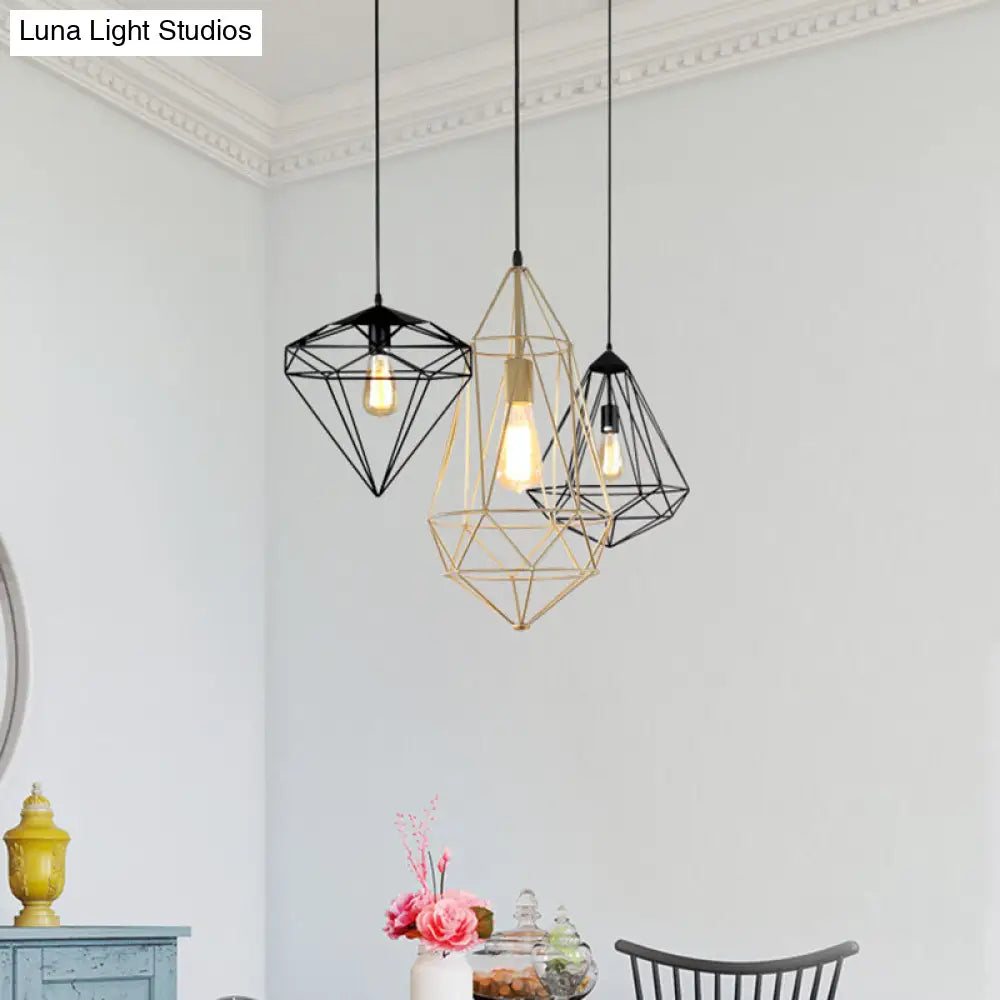 مصباح معلق من الحديد من الأحجار الكريمة العتيقة – تركيب معلق لغرفة الطعام مزود بمصباح واحد