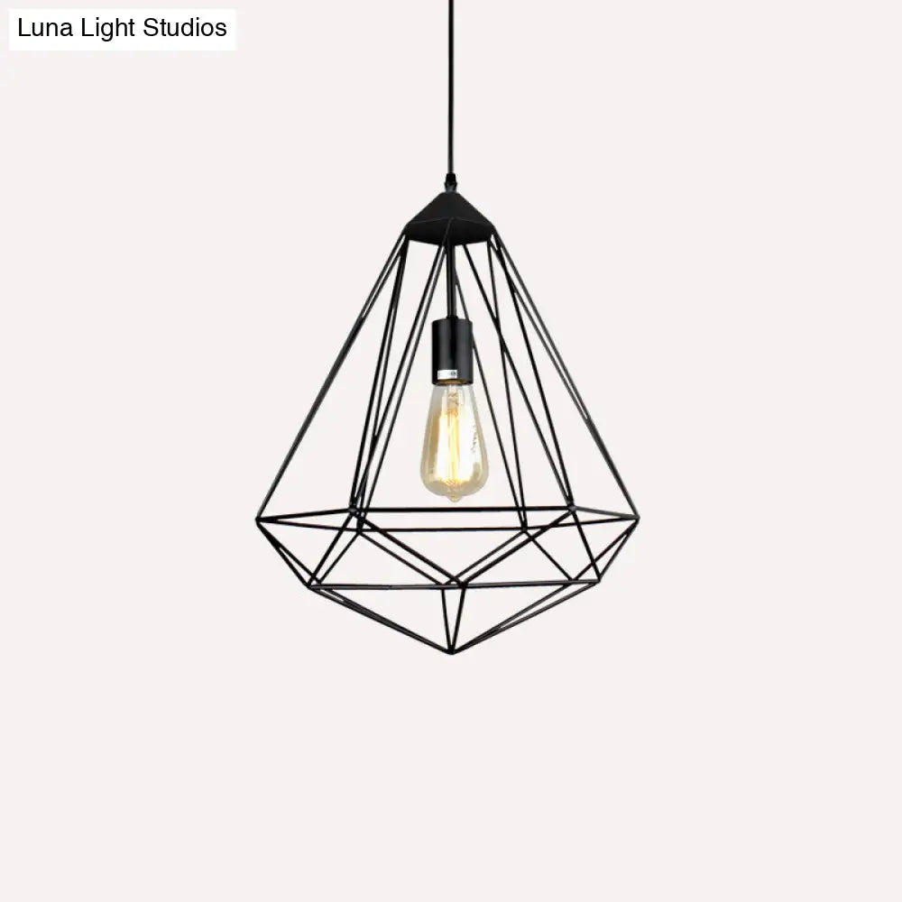 مصباح معلق من الحديد من الأحجار الكريمة العتيقة – تركيب معلق لغرفة الطعام مزود بمصباح واحد