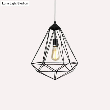 مصباح معلق من الحديد من الأحجار الكريمة العتيقة – تركيب معلق لغرفة الطعام مزود بمصباح واحد