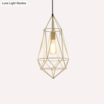 مصباح معلق من الحديد من الأحجار الكريمة العتيقة – تركيب معلق لغرفة الطعام مزود بمصباح واحد