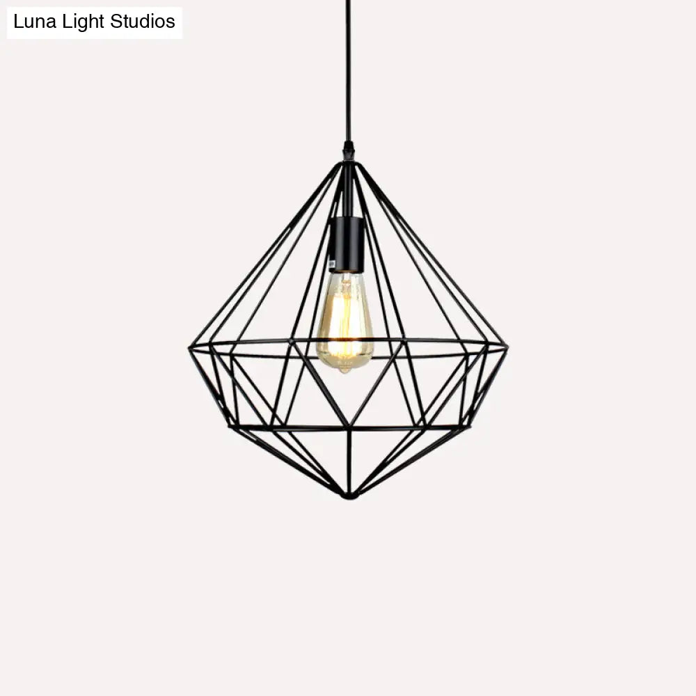 مصباح معلق من الحديد من الأحجار الكريمة العتيقة – تركيب معلق لغرفة الطعام مزود بمصباح واحد