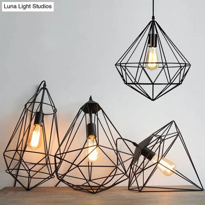 مصباح معلق من الحديد من الأحجار الكريمة العتيقة – تركيب معلق لغرفة الطعام مزود بمصباح واحد