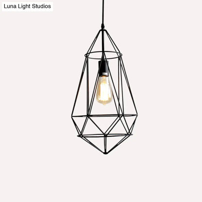 مصباح معلق من الحديد من الأحجار الكريمة العتيقة – تركيب معلق لغرفة الطعام مزود بمصباح واحد